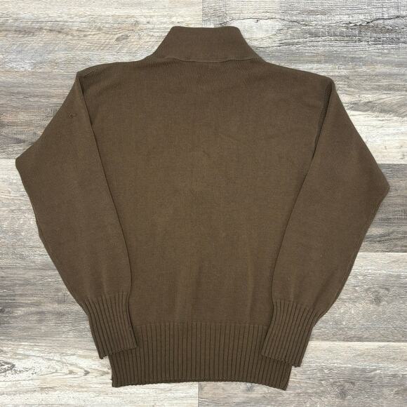 Vintage 80s US Army Brown‎ Mens S Henley 5-Button Knitted Military Drill Sweater - Picture 4 of 10